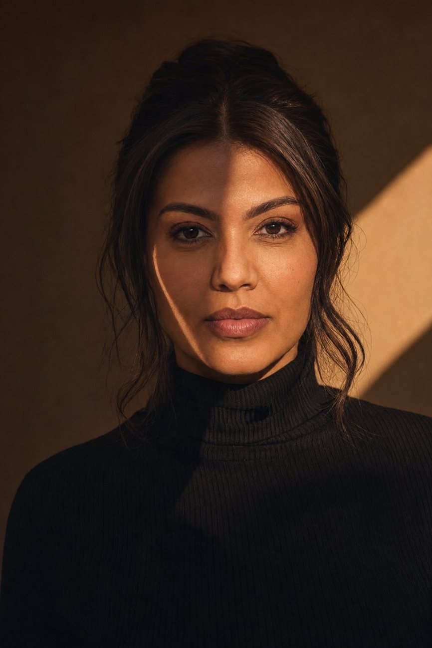 Retrato com luz dourada criado com IA